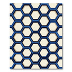 Modern Navy Geometric Honeycomb Rug