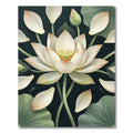 Elegant White Lotus Bloom Botanical Rug