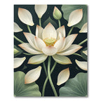 Elegant White Lotus Bloom Botanical Rug