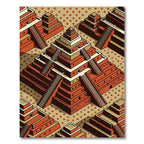 Geometric Terracotta Ziggurat Step Art Rug