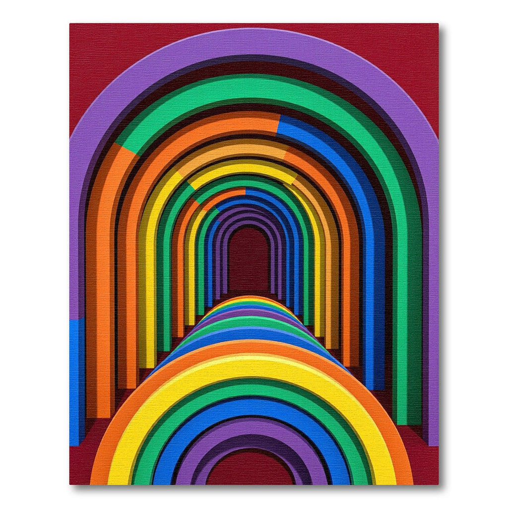 Vibrant Rainbow Archway Illusion Rug