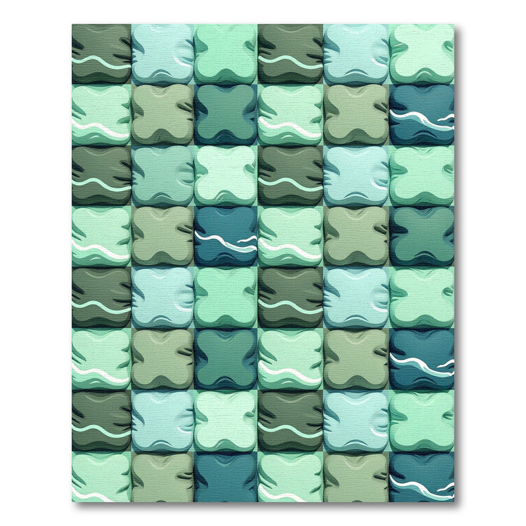 Sage and Teal Abstract Geometric Tiles Rug