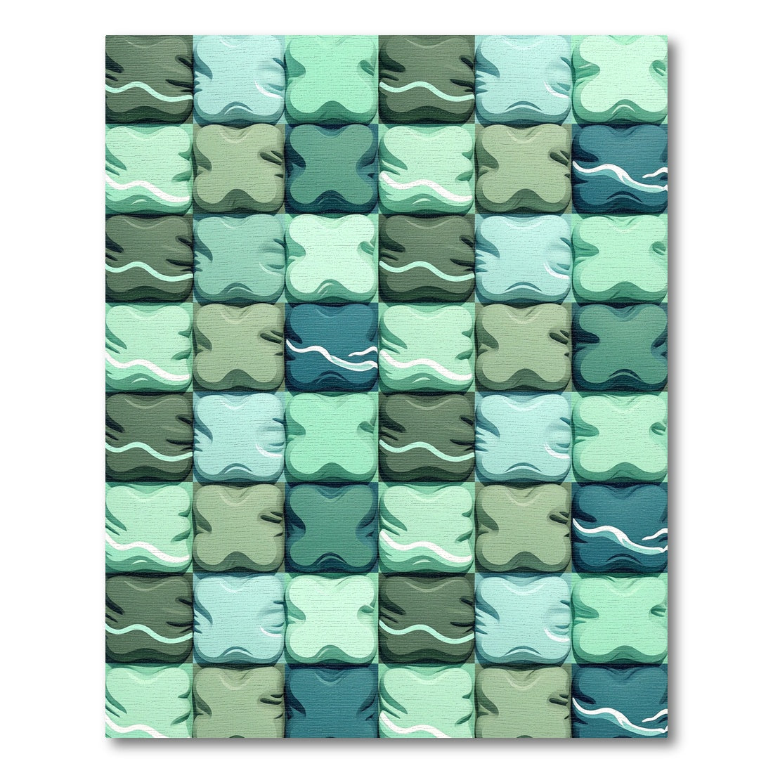 Sage and Teal Abstract Geometric Tiles Rug