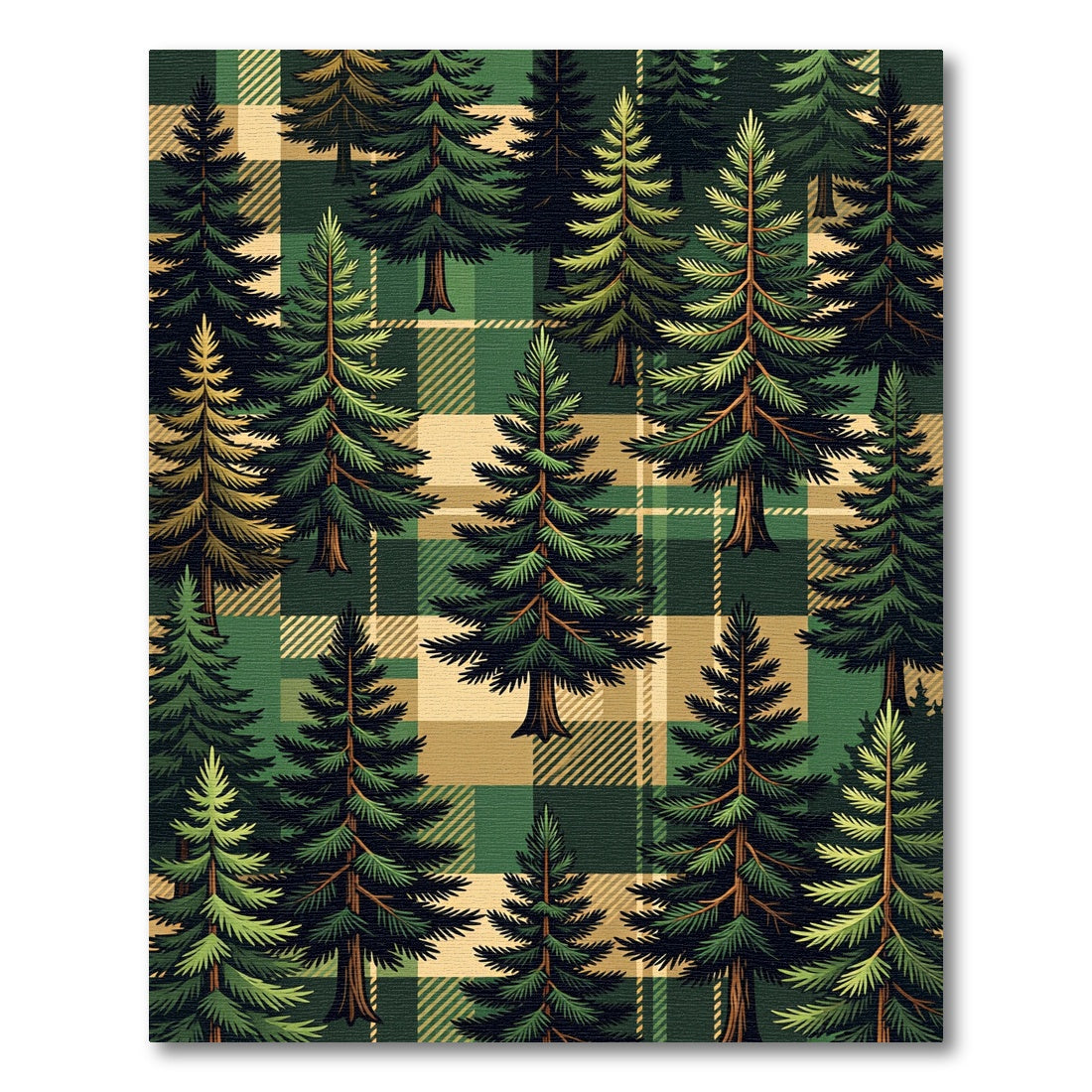 Forest Pine Plaid Evergreen Checkered Rug