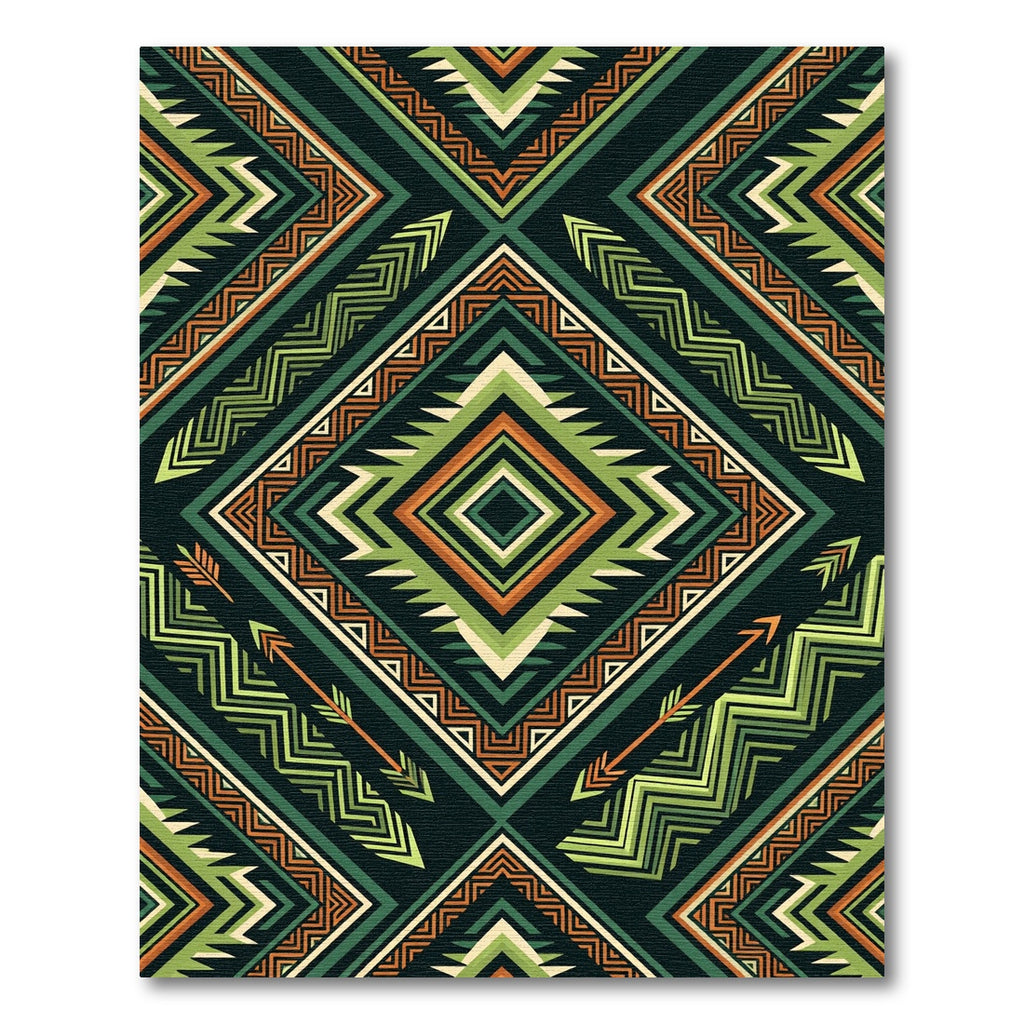 Green Orange Tribal Arrow Geometric Rug