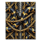 Golden Chain Entwined Black Serpent Rug