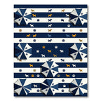 Whimsical Navy Striped Puppy Umbrella Rug