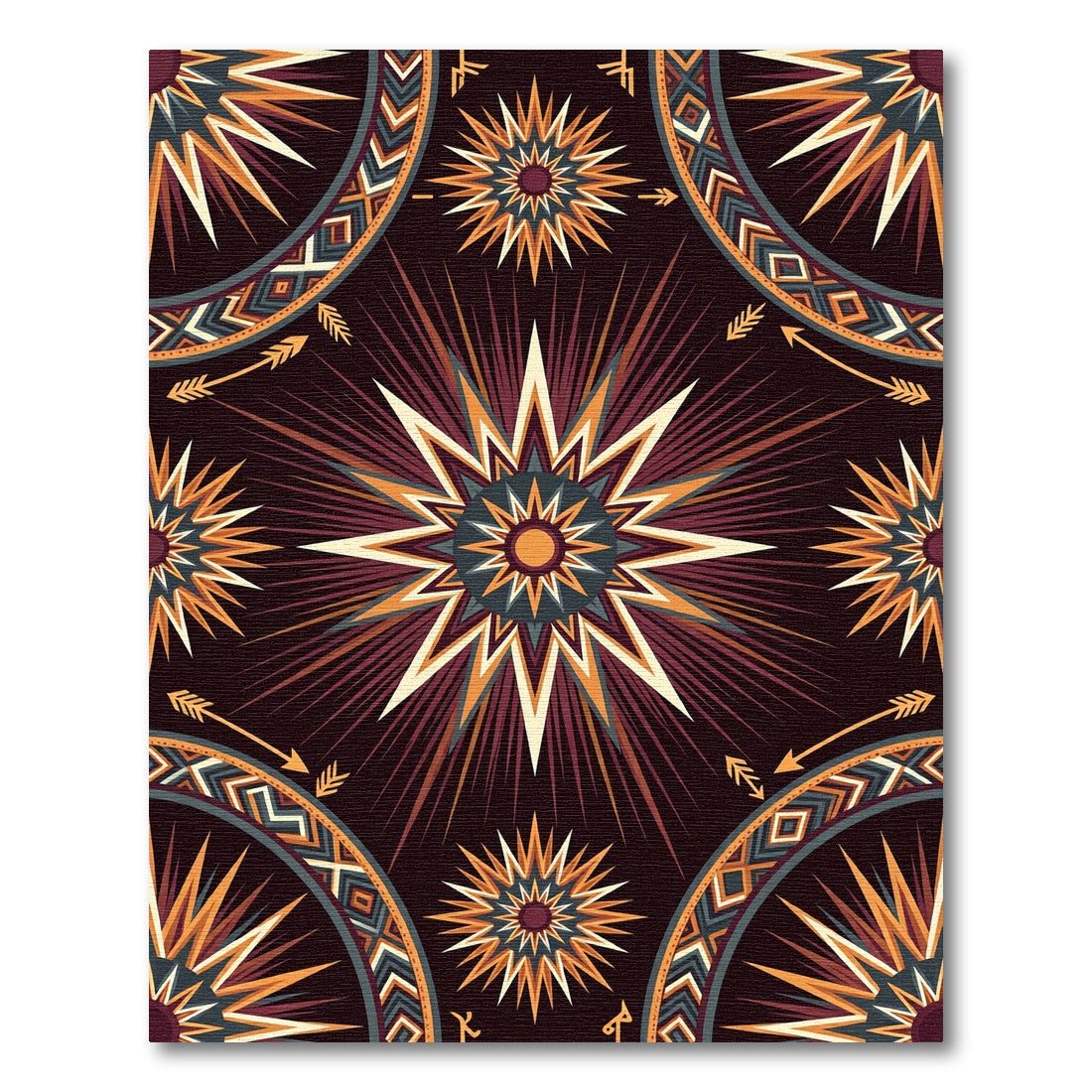 Celestial Starburst Geometric Earth Tone Rug
