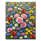Pink Roses Blue Cornflower Field Blooms Rug