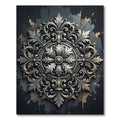 Ornate Silver Victorian Floral Medallion Rug