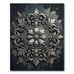 Ornate Silver Victorian Floral Medallion Rug