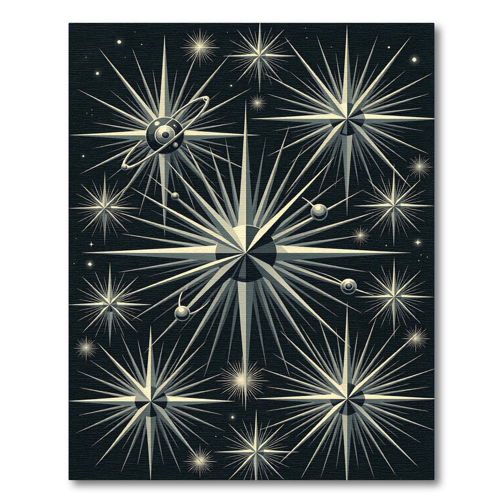 Radiant Stellar Burst Black Composition Rug