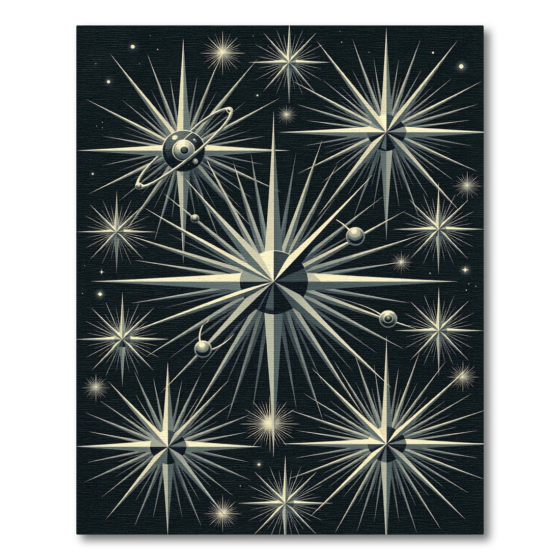 Radiant Stellar Burst Black Composition Rug