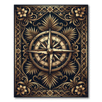 Gilded Nautical Compass Floral Scroll Rug