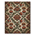 Vintage Autumn Rust Floral Damask Rug