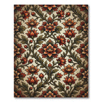 Vintage Autumn Rust Floral Damask Rug