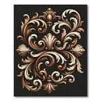 Ornate Gold Scrollwork Shell Medallion Rug