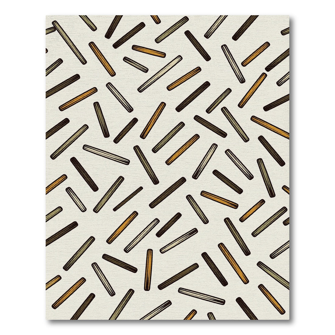 Mid Century Earthy Tone Scattered Sticks Rug