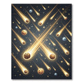 Golden Meteor Shower Celestial Scene Rug