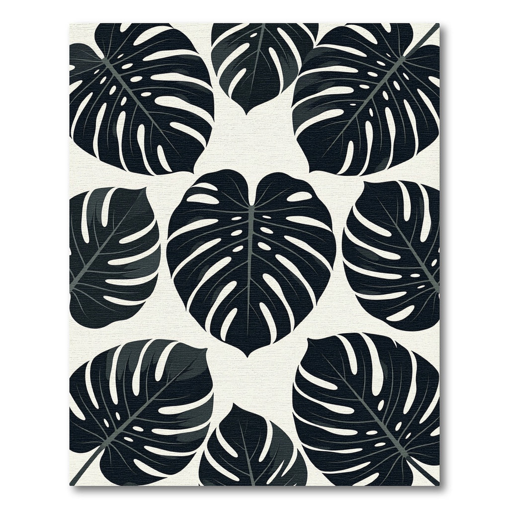 Dark Green Monstera Leaf Pattern Rug
