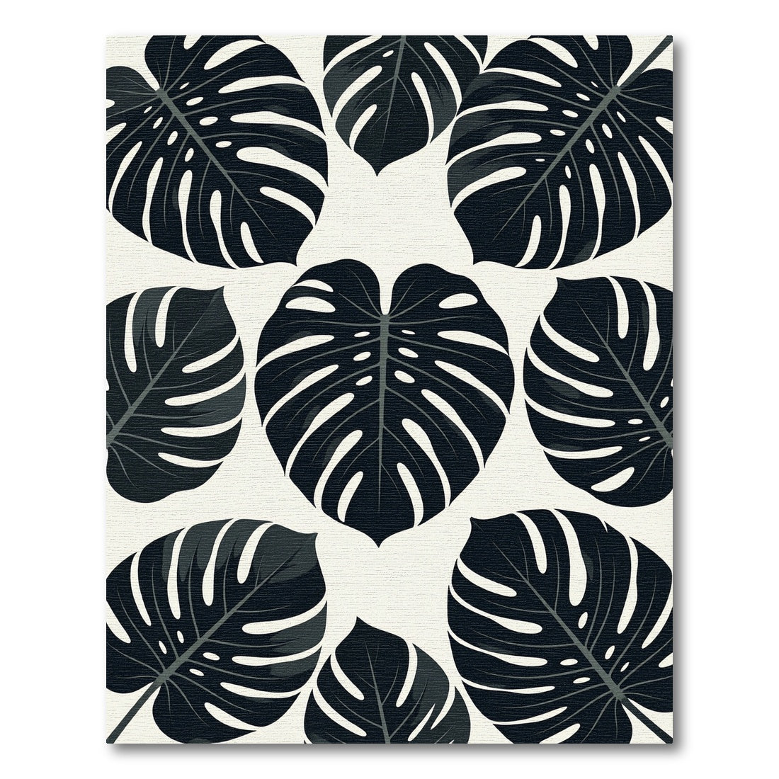 Dark Green Monstera Leaf Pattern Rug