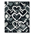 Modern Interlocking Monochrome Heart Grid Rug