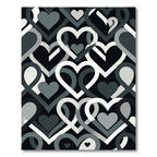 Modern Interlocking Monochrome Heart Grid Rug