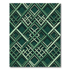 Geometric Emerald Interlocking Square Art Rug
