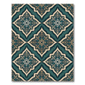 Elegant Teal Gold Damask Medallion Rug