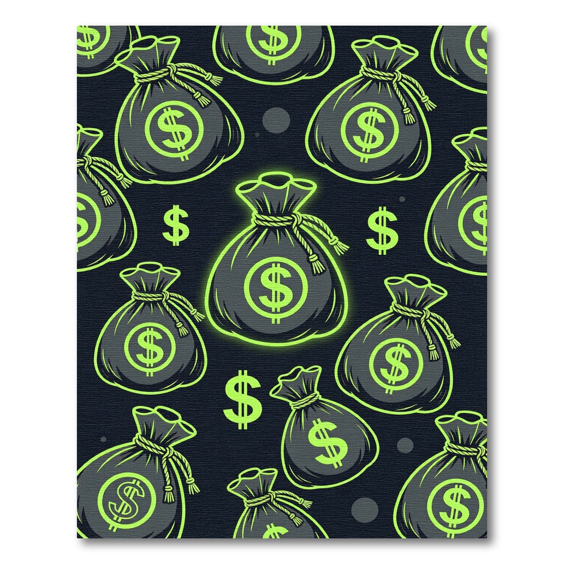 Neon Green Money Bag Graphic Rug