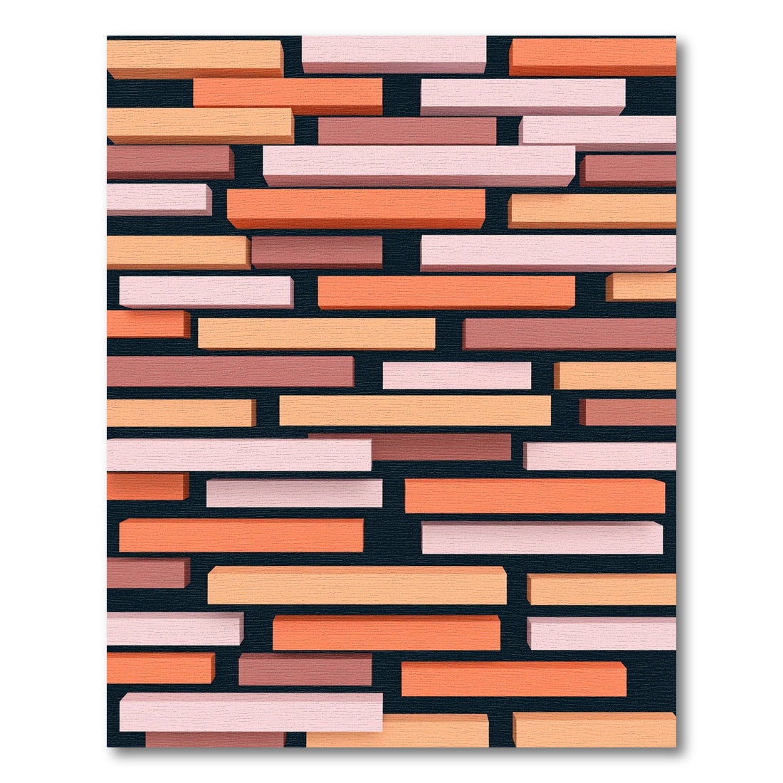Modern Geometric Layered Coral Block Striped Rug