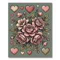 Pink Hearts Floral Bouquet Rug