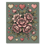 Pink Hearts Floral Bouquet Rug