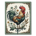 Rustic Farmhouse Rooster Floral Meadow Rug