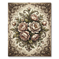 Elegant Vintage Cream Floral Bouquet Rug