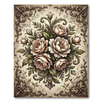Elegant Vintage Cream Floral Bouquet Rug