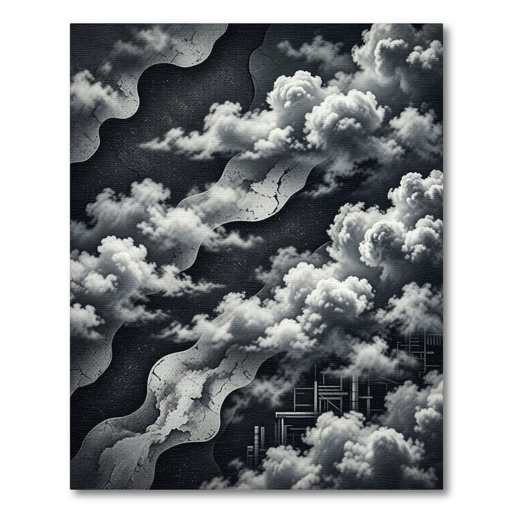 Monochrome Abstract Cloudscape Surreal Landscape Rug