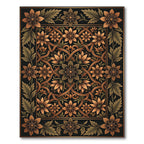 Gilded Floral Symmetry Ebony Tapestry Rug