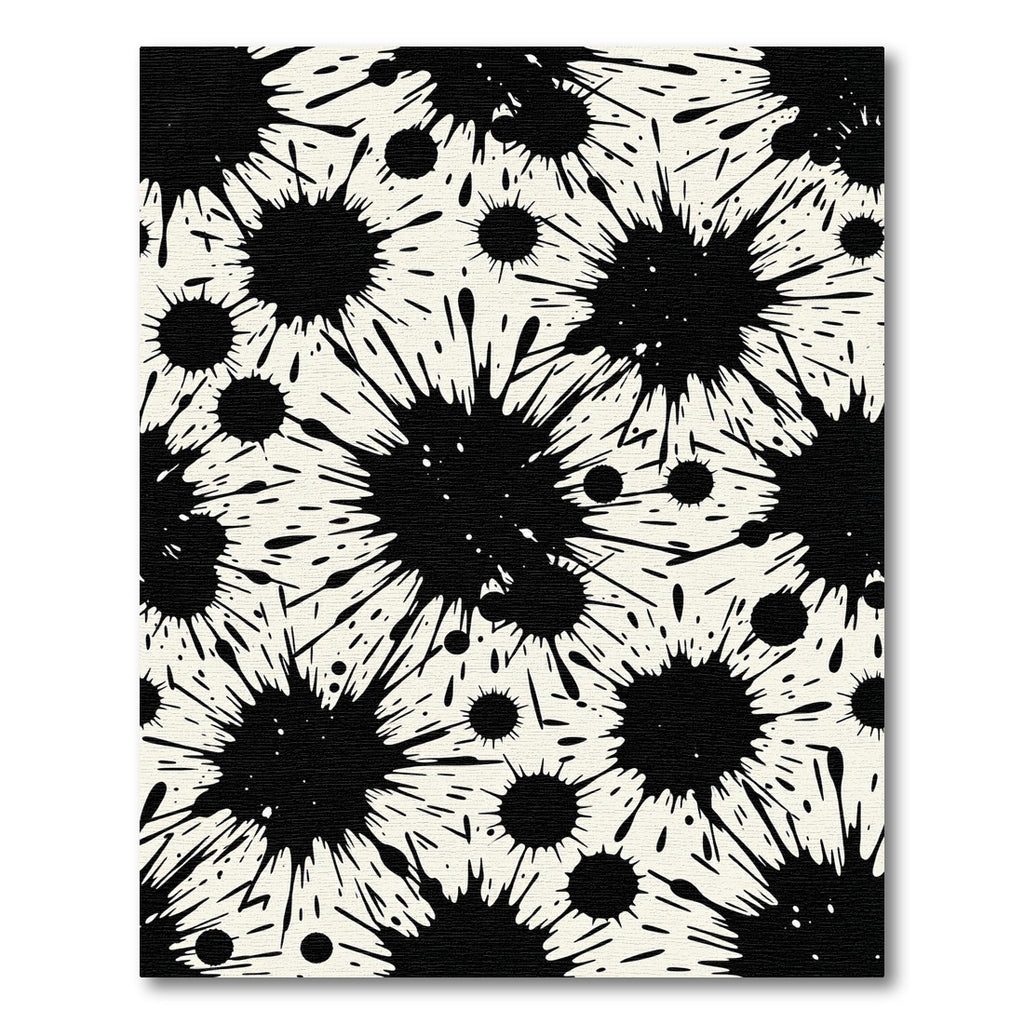 Bold Black Monochrome Ink Splatter Rug