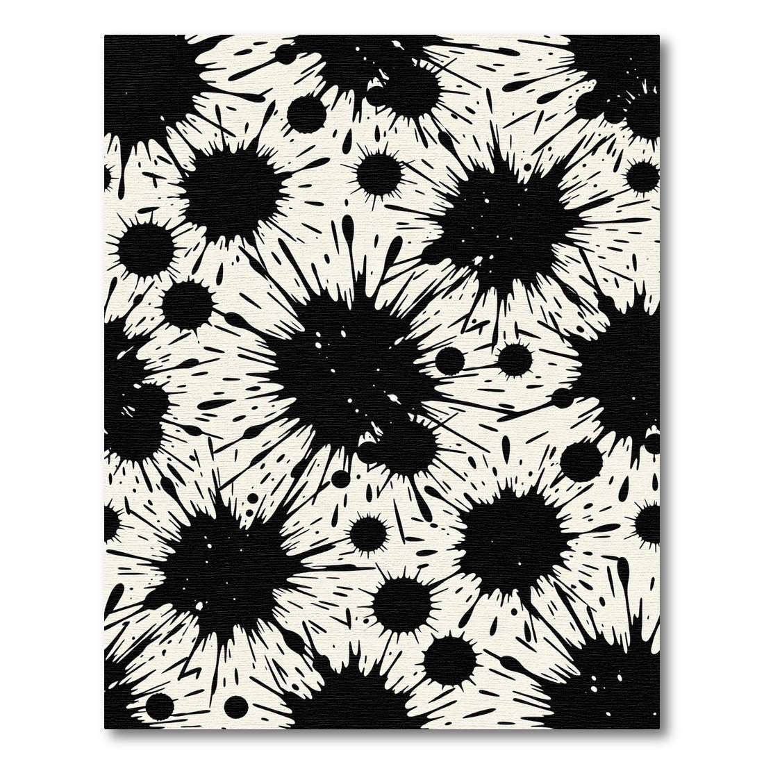 Bold Black Monochrome Ink Splatter Rug