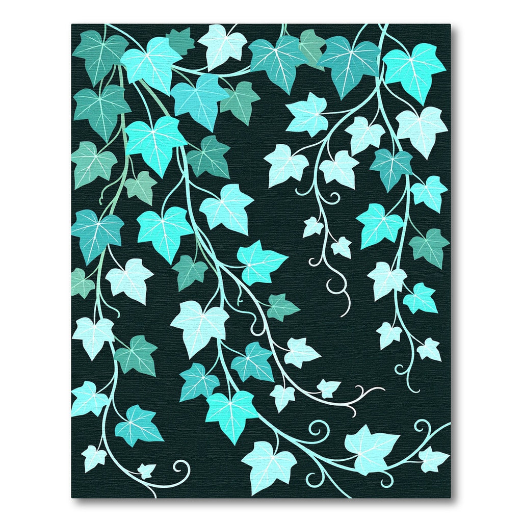 Cool Aqua Leafy Vine Cascade Rug