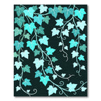 Cool Aqua Leafy Vine Cascade Rug