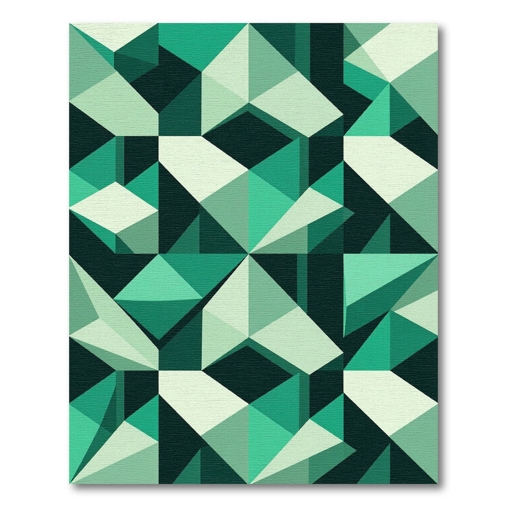 Deep Emerald Geometric Faceted Rug