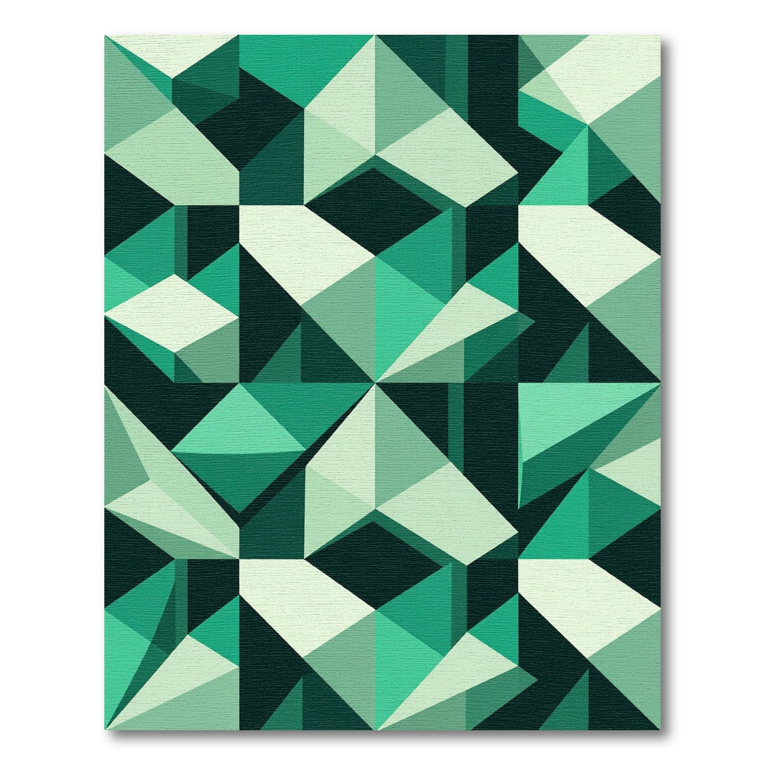 Deep Emerald Geometric Faceted Rug