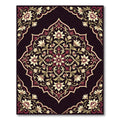 Cream Floral Medallion on Burgundy Background Rug