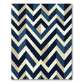 Modern Navy Geometric Chevron Art Rug