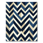 Modern Navy Geometric Chevron Art Rug