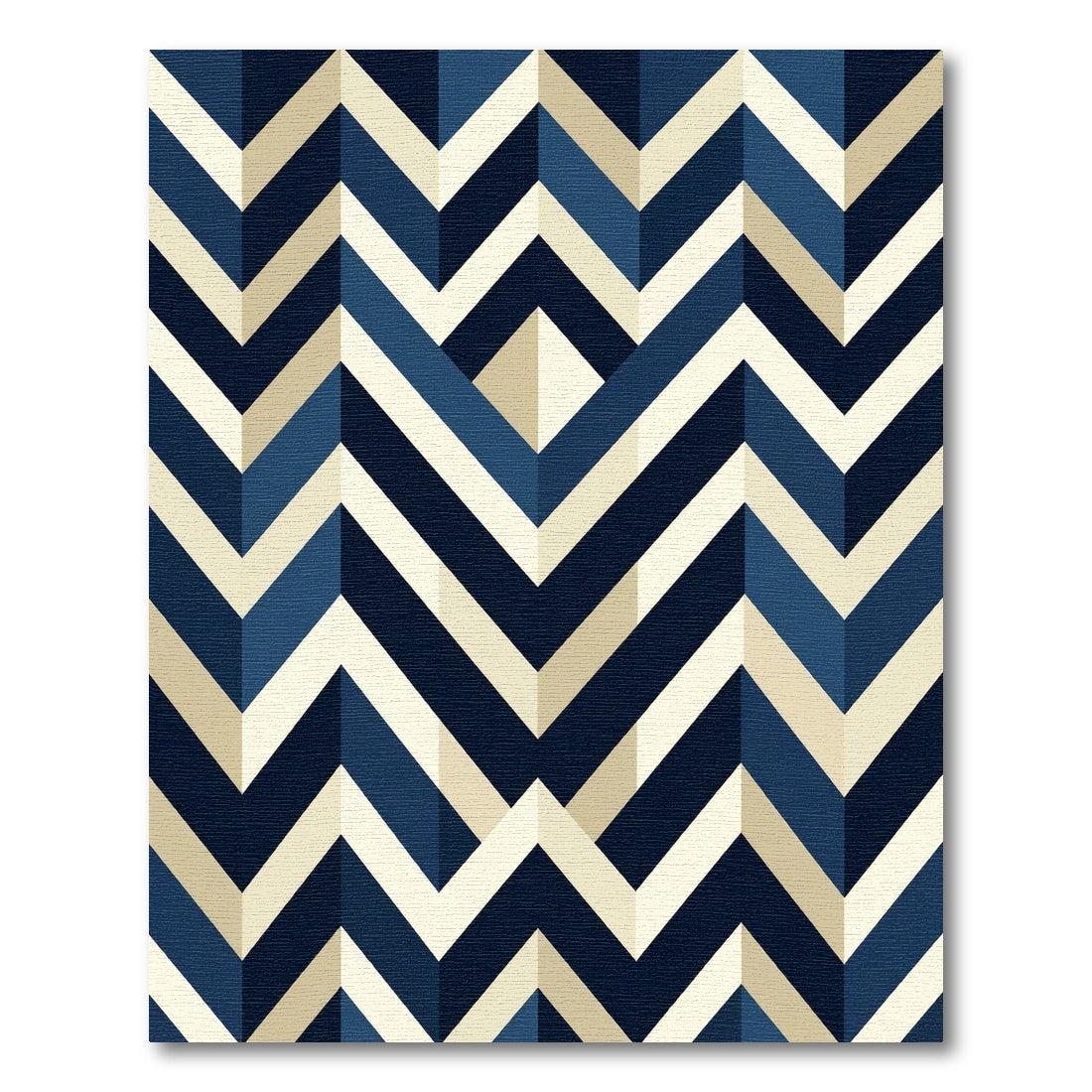 Modern Navy Geometric Chevron Art Rug