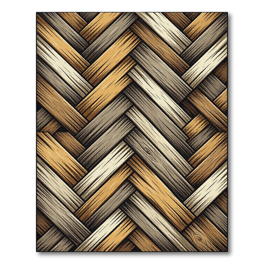 Woven Wood Herringbone Neutral Tones Rug