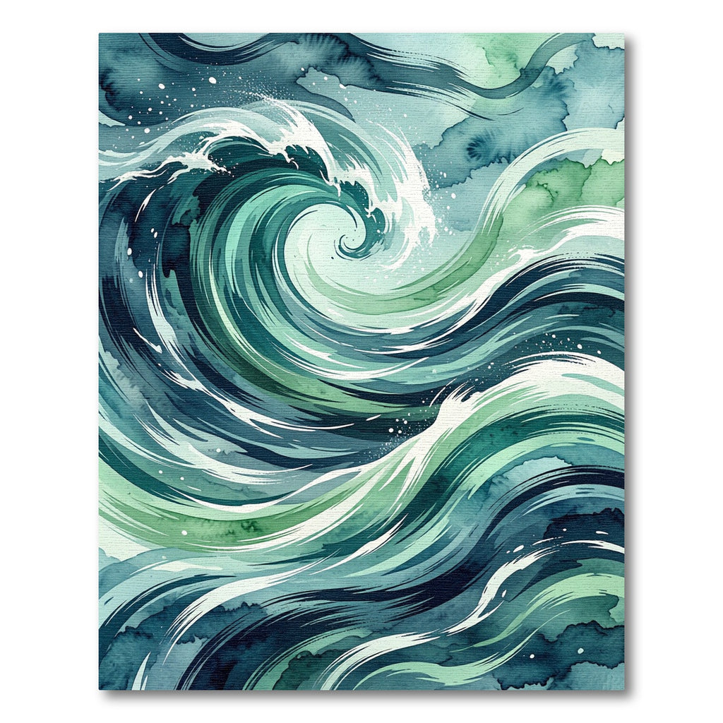 Abstract Teal Ocean Wave Swirl Rug